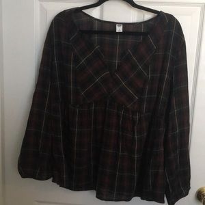 Old Navy Plaid Empire-Waist Top
